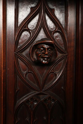 Cabinet  style Gothic - style en Walnut wood , France 19 th century