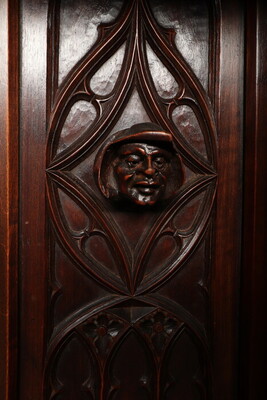 Cabinet  style Gothic - style en Walnut wood , France 19 th century