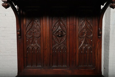 Cabinet  style Gothic - style en Walnut wood , France 19 th century