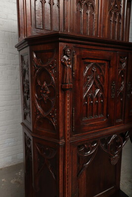 Cabinet  style Gothic - style en Walnut wood , France 19 th century