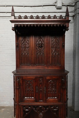 Cabinet  style Gothic - style en Walnut wood , France 19 th century