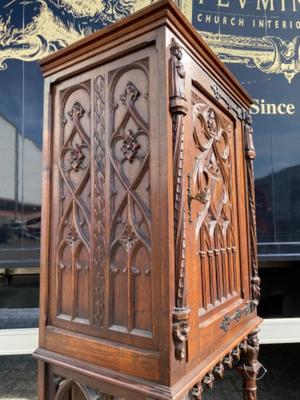 Cabinet  style Gothic - style en Walnut wood , France 19 th century