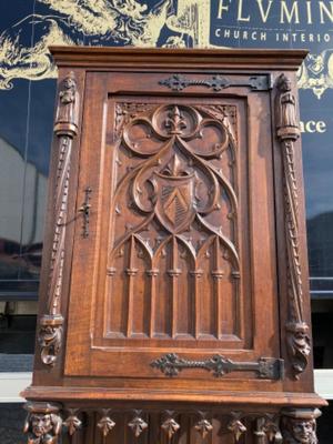 Cabinet  style Gothic - style en Walnut wood , France 19 th century