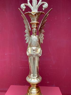 Candle Holder style Gothic - style en Bronze / Polished and Varnished, France 19 th century ( Anno 1875 )