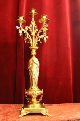 Candle Stick style Gothic - style en Bronze Polisched and Varnished, France 19th century