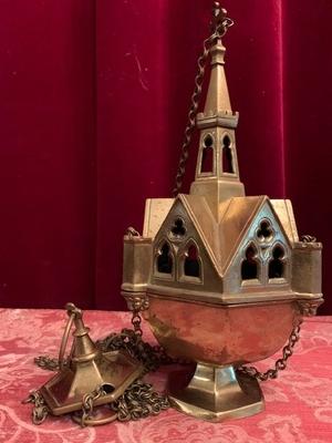 Censer style Gothic - style en Full Bronze / Gilt, Belgium 19 th century