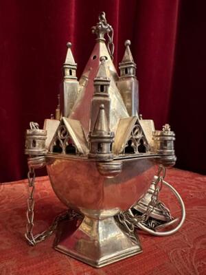 Censer  style Gothic - Style en Brass / Bronze / Silver Plated, Belgium  19 th century ( Anno 1865 )