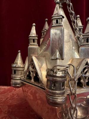 Censer  style Gothic - Style en Brass / Bronze / Silver Plated, Belgium  19 th century ( Anno 1865 )