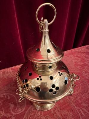 Censer  style Gothic - Style en Brass Polished and Varnished, Belgium  19 th century ( Anno 1885 )