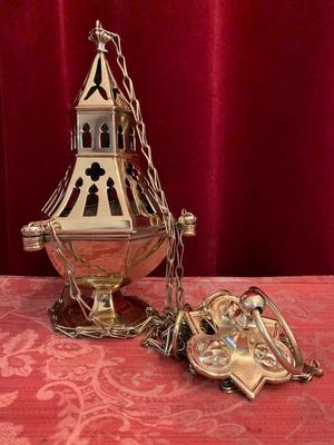 Censer style Gothic - Style en Brass / Polished / New Varnished, Belgium 19th century