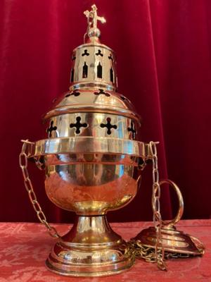 Censer style Gothic - style en Brass / Bronze / Polished and Varnished, Belgium  19 th century