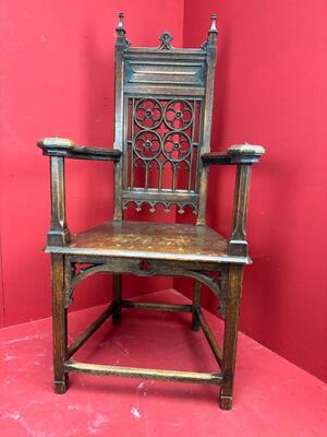 Chair style Gothic - Style en Oak wood, France 19 th century ( Anno 1885 )