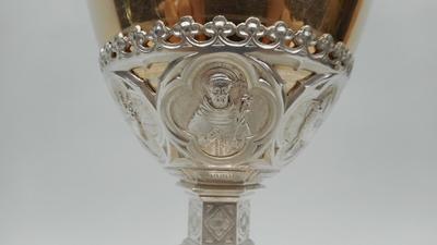 Chalice  style Gothic - Style en Silver Cuppa / Brass Silver Plated, Belgium 19 th century