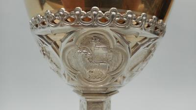 Chalice  style Gothic - Style en Silver Cuppa / Brass Silver Plated, Belgium 19 th century