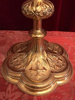 Chalice style Gothic - style en Silver Cuppa  / Brass Gilt , Belgium 19th century