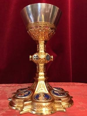 Chalice style Gothic - style en Full Silver / Polished and Varnished/ Gilt / Enamell, Dutch 19th century ( anno 1875 )