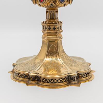 Chalice style Gothic - Style en Silver Cuppa / Brass / Stones, 19 th century