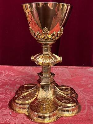 Chalice style Gothic - Style en Silver / Gilt / Polished and Varnished , Belgium  19 th century