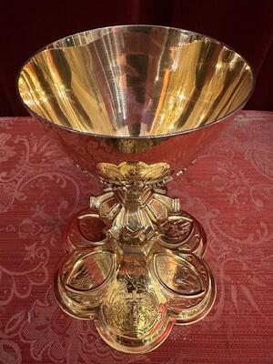 Chalice style Gothic - Style en Silver / Gilt / Polished and Varnished , Belgium  19 th century