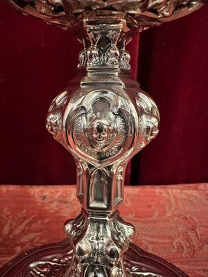 Chalice style Gothic - Style en Full - Silver ( 800 ) / Silver Marks Present / Polished & Varnished., Belgium  19 th century ( 1882 )