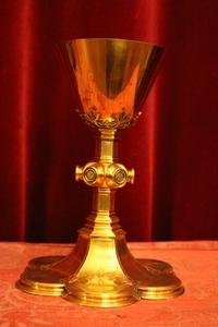 Chalice style Gothic - style en full silver / Gilt, Belgium 19th century (anno 1865)