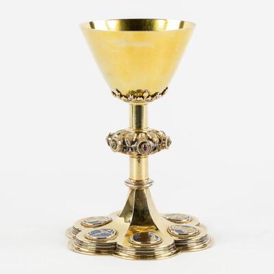 Chalice A. Bourdon-De Bruyne, Gent style Gothic - Style en Silver -  900/1000, Gent -Belgium 19th Century