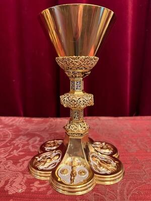 Chalice Absolute Perfect Condition ! style Gothic - Style en Full - Silver Gilt / Enamel , Belgium  19 th century ( Anno 1885 )
