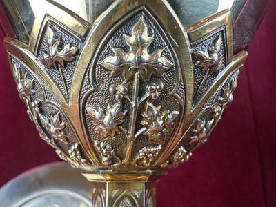 Chalice By: Bourdon Gent ! style Gothic - Style en Full - Silver / Silver Marks Present / Stones / Enamel, Gent - Belgium  19 th century ( Anno 1870 )