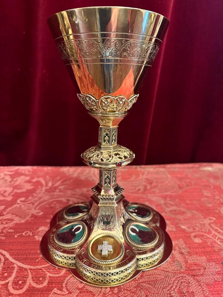 1 Gothic - Style Chalice By : Silversmith J. MüLler Aachen - Germany With Original Case