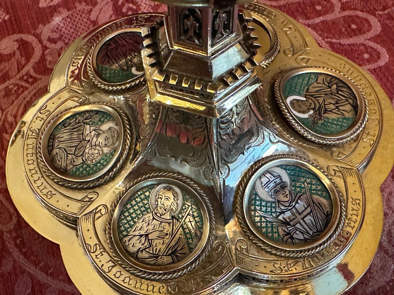 1 Gothic - Style Chalice By : Silversmith J. MüLler Aachen - Germany With Original Case