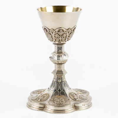 1 Gothic - Style Chalice With Original Case. By Silversmith : Delheid FrèRes