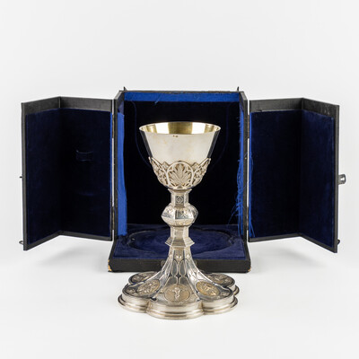 1 Gothic - Style Chalice With Original Case. By Silversmith : Delheid FrèRes