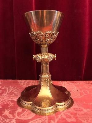 Chalice With Original Paten All Silver style Gothic - style en full silver / Gilt, Belgium 19th century ( anno 1875 )