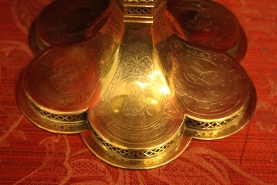 Chalice With Original Paten And Spoon All Silver style Gothic - style en full silver, Dutch 19th century ( anno 1875 )