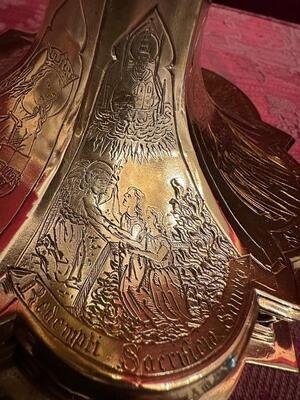 Chalice With Original Paten & Spoon By J. Van Roosmalen & Zn Utrecht style Gothic - Style en Full - Silver / Silver Marks Present, Utrecht Netherlands 19 th century ( Anno 1885 )