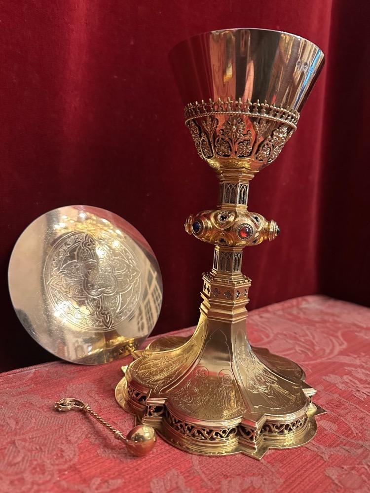 1 Gothic - Style Chalice With Original Paten & Spoon By J. Van Roosmalen & Zn Utrecht