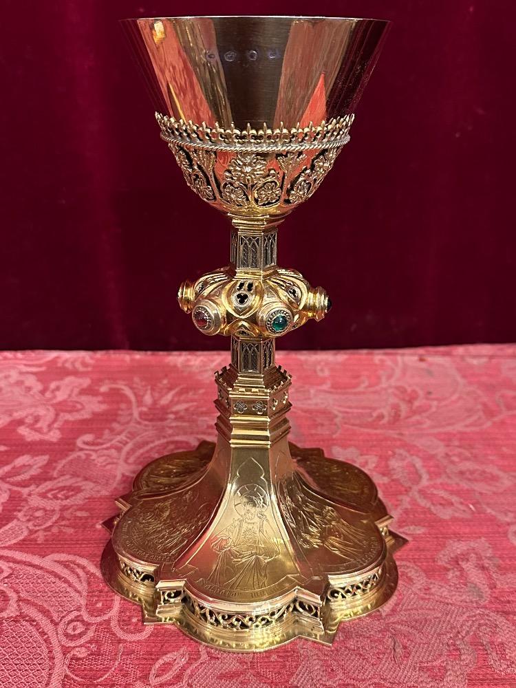 1 Gothic - Style Chalice With Original Paten & Spoon By J. Van Roosmalen & Zn Utrecht