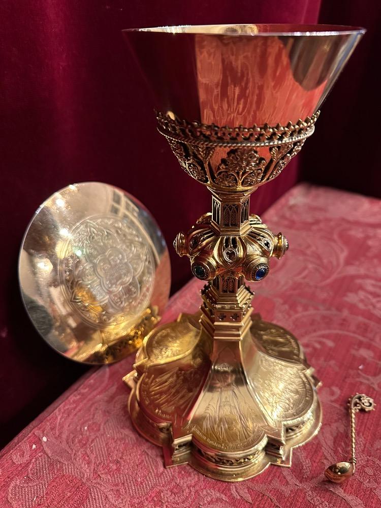1 Gothic - Style Chalice With Original Paten & Spoon By J. Van Roosmalen & Zn Utrecht