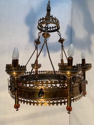 Chandelier style Gothic - style en Brass, Belgium 19th century ( anno 1890 )