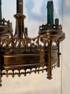 Chandelier style Gothic - style en Brass, Belgium 19th century ( anno 1890 )