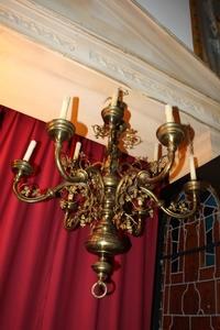 Chandelier style Gothic - style en Brass / Bronze, Belgium 19th century