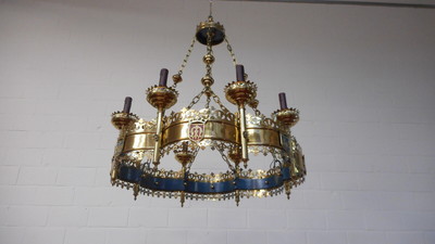 Chandelier Expected ! style Gothic - style en Brass / Bronze , Belgium  19 th century