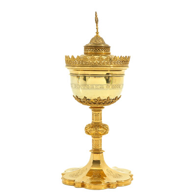 Ciborium style Gothic - Style en Brass / Gilt , Belgium  19 th century