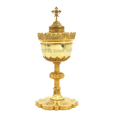 Ciborium style Gothic - Style en Brass / Gilt , Belgium  19 th century