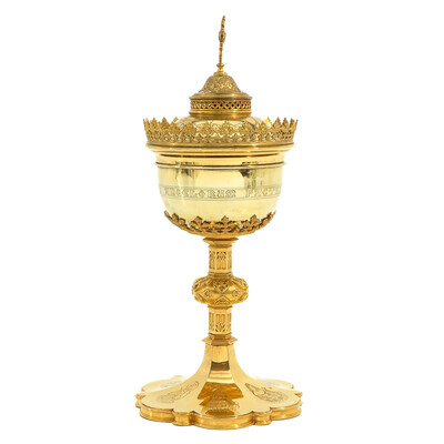 Ciborium style Gothic - Style en Brass / Gilt , Belgium  19 th century