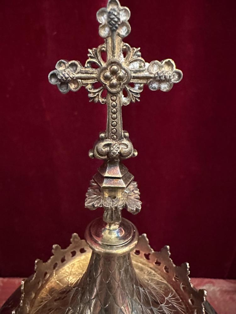 1 Gothic - Style Ciborium With Original Case. By : La Croix D'Or Bruges Silversmith