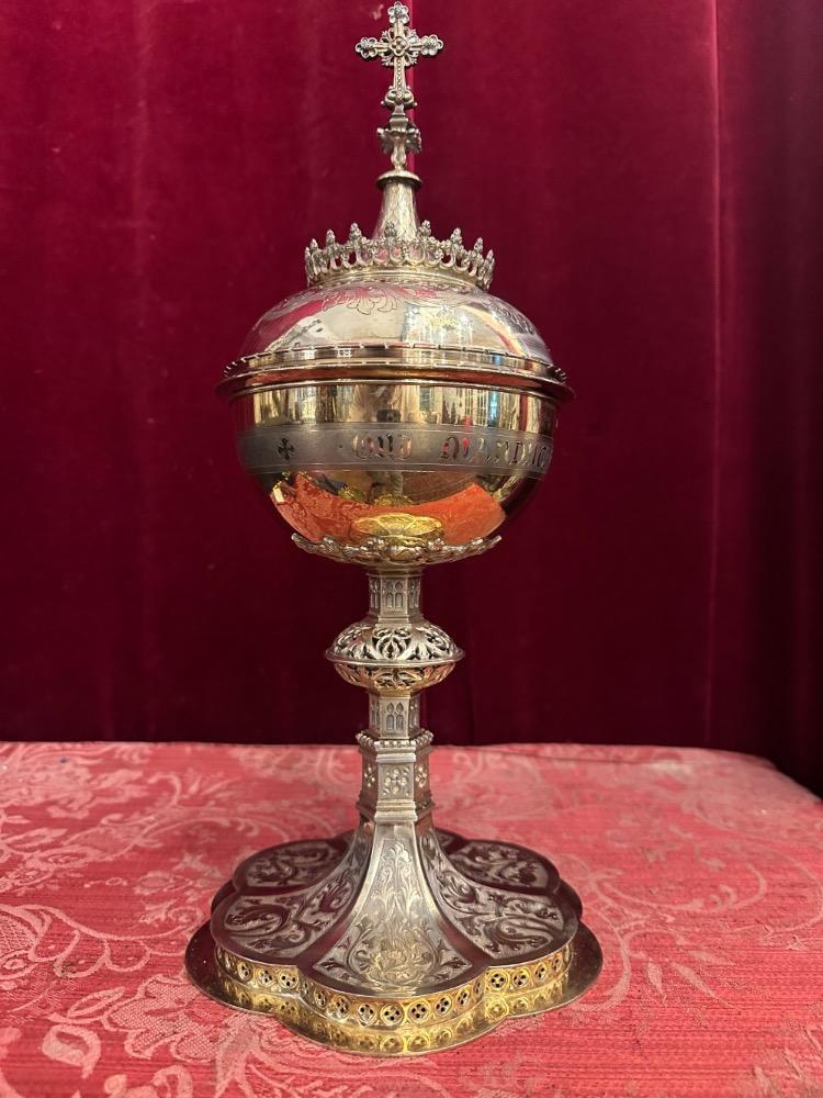 1 Gothic - Style Ciborium With Original Case. By : La Croix D'Or Bruges Silversmith