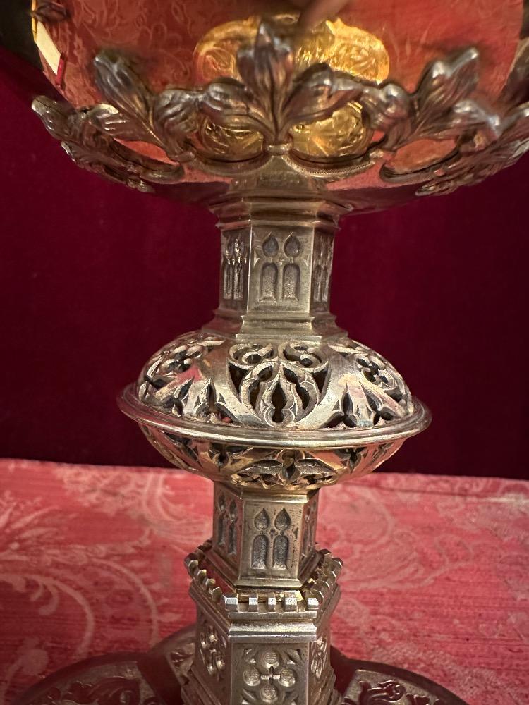 1 Gothic - Style Ciborium With Original Case. By : La Croix D'Or Bruges Silversmith