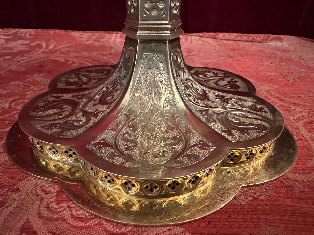 1 Gothic - Style Ciborium With Original Case. By : La Croix D'Or Bruges Silversmith