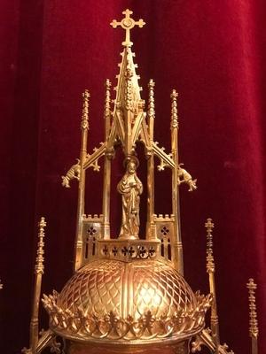 Cilinder Monstrance.  style Gothic - style en Brass / Bronze / Gilt, Antwerp - Belgium 19th century ( anno 1875 )